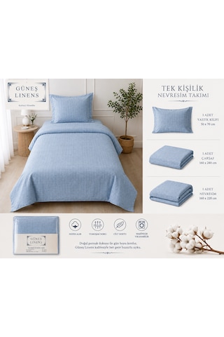 Ş Linens Tek Kişilik Nevresim Takımı Açik Mavi Ş Linens Tek Kişilik Nevresim Takımı Açik Mavi