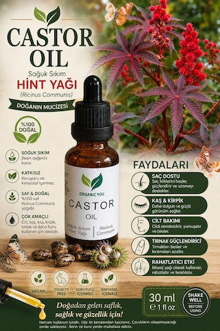 Castor Oıl Soğuk Sıkım Hint Yağı Ricinus Communis 30 Ml, Doğanın Mucizesi