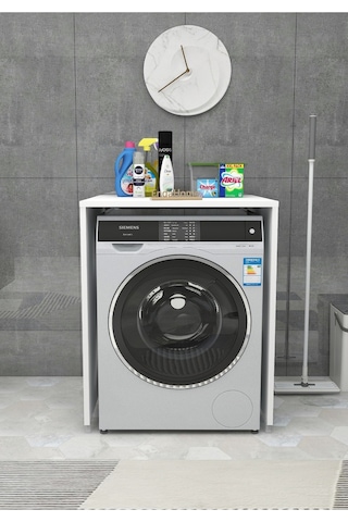 Ece Çamaşır Makinesi Dolabı Kurutma Makinesi Kapaksız Banyo Dolabı - Beyaz