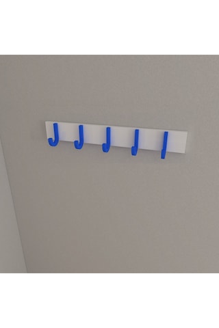 Hepsi3boyutlu Modern Duvar & Kapı Baston Askılık - 5 Adet Mavi J Askılık - Model No : 6 Mavi