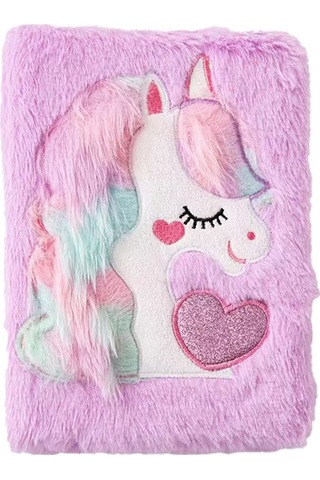 Tek Boynuzlu At Sevimli Peluşdefter Mor