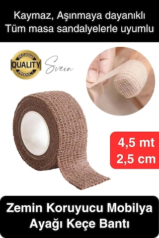 Özel Üretim 4,5 Mt Zemin Koruyucu Ses Önleyici Keçe Bant Mobilya Eşya Ayağı Çizilmelere Karşı Koruma Çok Renkli