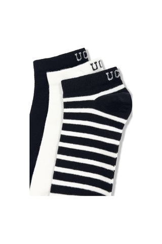 Ucla Lıoren 3'lü Siyah Kısa Jakarlı Pamuk Standard Fit Unisex Çorap