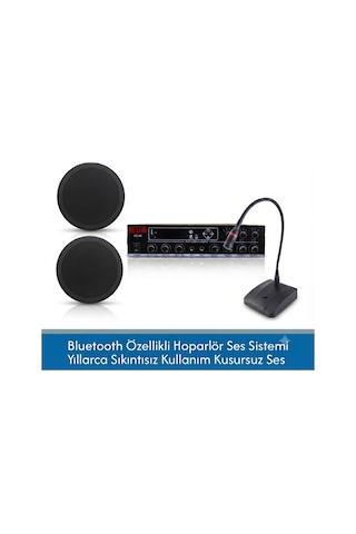 Cafe Ve Ofisler İçin Hazır Ses Paketi: 2'li Tavan Hoparlör Mikrofon Ve Bluetooth Amfi Set