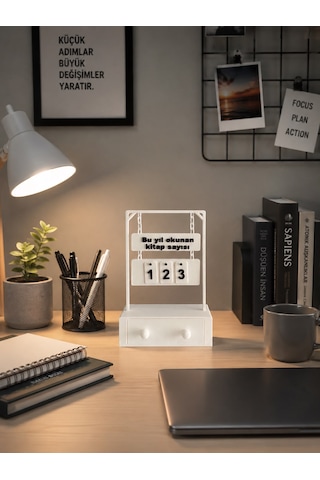 Kitap Okuma Sayacı Dekoratif Masa Üstü Aksesuar Ev Dekorasyonu Hediye Alternatif Beyaz