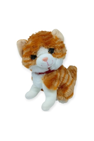 Sesli Peluş Kedi 25 Cm - Sarı Sarı