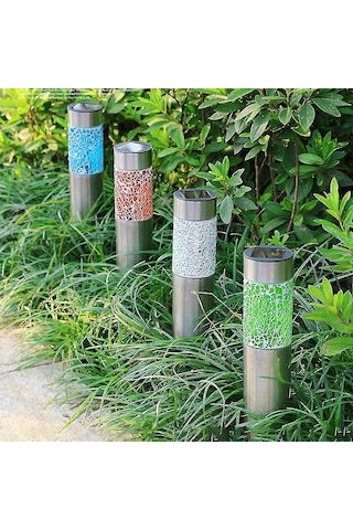 Silindir Çatlak Güneş Enerjili Çim Lambası Lı Sokak Gece Lam Çok Renkli