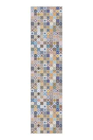 Viva Home Kaymaz Tabanlı Çini Desen Rulo Yolluk Ar337, Mavi, 80 X 190 Diğer
