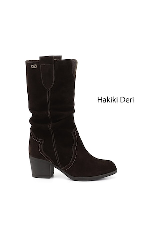 Gönderi(R) Gönderir Kadın Kahve Süet Kalın Topuklu Körüklü Hakiki Deri Çizme Gkzc13447531 Kahverengi