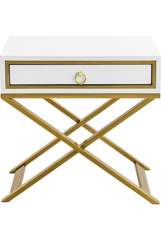 Jasmin Gold Metal Beyaz Komodin