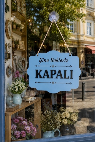 Çift Taraflı Mdfahşap Dükkan & Mağaza Kapı Yönlendirme Tabelası - Mavi