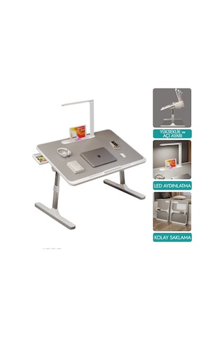 Karr Office Move - N9 Yükseklik Ayarlı Led Aydınlatmalı Gri Laptop Sehpası Diğer