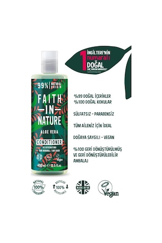Faith in Nature %99 Doğal Yenileyici Aloe Vera Normal & Kuruya Dönük Saçlar İçin Saç Bakım Kremi 400 ML