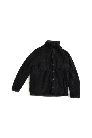 Unisex Siyah Düğme Detaylı Cepli Peluş Ceket Siyah