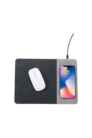 Wireless Şarj Mouse Pad, Gri