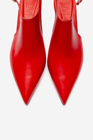 Luvishoes Rosalıe Kırmızı Cilt Sivri Burunlu Kadın Topuklu Ayakkabı