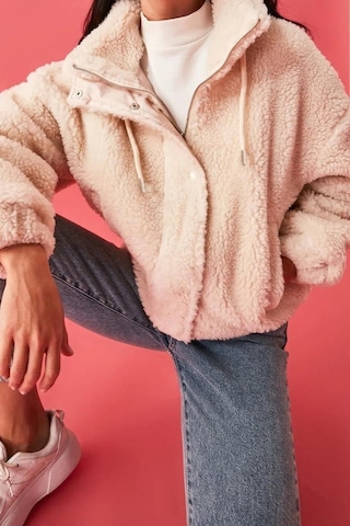 Ersefa Tasarım Düz Astarlı Yaka Standart Oversize Dik Kadın Oversize Fer Taş