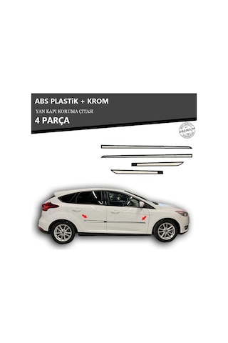 Ford Focus 2011 Üzeri Sedan-hb Yan Kapı Koruma Çıtası Plastik + Krom Unvrslppkçt00048