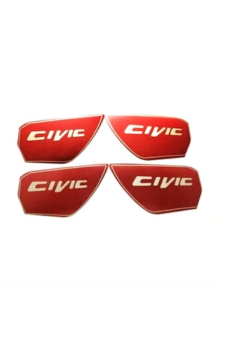 Honda - Civic Fc5 2016-2020 Uyumlu İç Kapi Kolu Kaplama Kirmizı