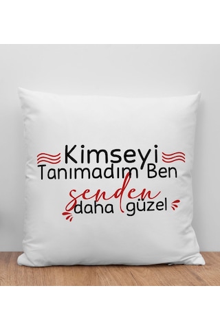 Bk Gift Kimseyi Tanımadım Ben Tasarımlı Beyaz Kırlent Yastık, Arkadaşa , Ev Dekorasyonu, Ev si-2 Bitmeyen135603 Bk Gift