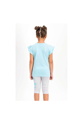 Karlar Ülkesi Frozen Lisanslı Lisanslı Bebe Mavi Bisiklet Yaka Kız Çocuk Tayt Kapri Takım Bebe Mavisi