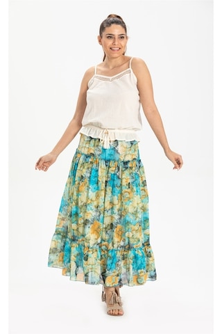 Vual Nesrin Uzun Etek Turkuaz Trkz