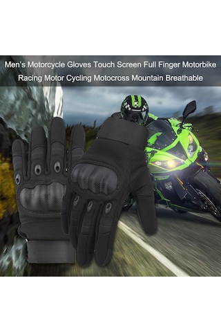 Mufunye Motorcycle Sürüş Eldiveni, Dış Mekan Sporları İçin Dayanıklı, Kaymazsız, Darbe Emici, Üç Parmak Dokunmatik Ekranlı Siyah M