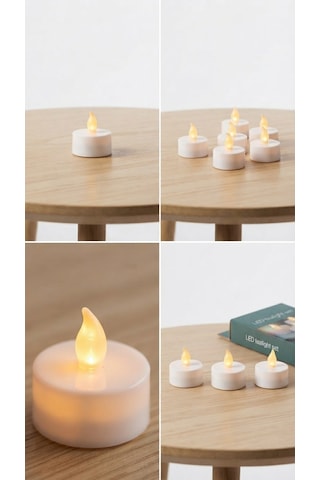 4'lü Pilli Led Tealight Mum Seti - Sıcak Sarı Işık - Piller Dahildir - Dekoratif Yalancı Mum