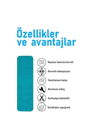 Halifleks Yapışkan Tabanlı Merdiven Basamak Paspası Rip Halı Kaymaz Tabanlı - Turkuaz Null