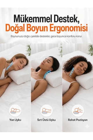 Lüks Ortopedik Boyun Destekli Yastık - Visko Ve Uyku Destek Yastığı Beyaz