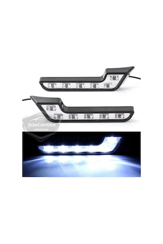 Üniversal 6 Led Mercedes Tip Gündüz Ledi Araba Gündüz Farı Araç Oto Drl Led Lamba Güçlü Işık 12v Su Geçirmez Beyaz 2 Adet 00 Şüscaroto Aksesuar