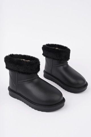 Kaptan Junior Çocuk İçi Kürklü Su Geçirmez Yağmur, Kışlık Bot Siyah