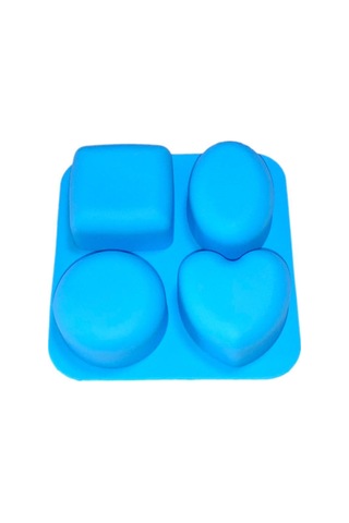 4 Boşluklu Yuvarlak Oval Kalp Kare Şekilli Kalıp Sabun Yapımı Silikon Sabun Kalıpları Taşınabilir Benzersiz Sabun Yapımı Araçları Mavi
