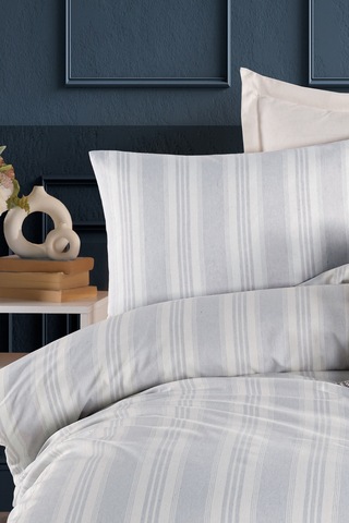 Eponj Home Sport Çizgili Nevresim Takımı Tek Kişilik Soft Line Gri Gri