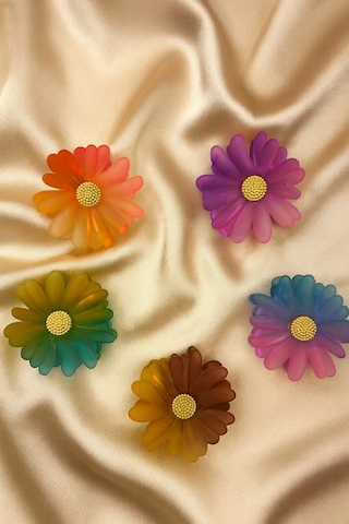 Şehrazat Handmade Midi Boy Soft Renk Papatya Çiçek Mandal Saç Tokasi Çok Renkli
