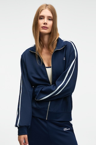 ZINNIE Kadın Regular Nakış Ve Yan Şerit Detaylı Metal Fermuarlı Dik Yaka Lacivert Ceket