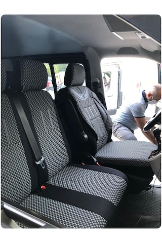 Hyundai Starex Uyumlu 2+1 Panelvan Koltuk Kılıfı - Füme - Siyah