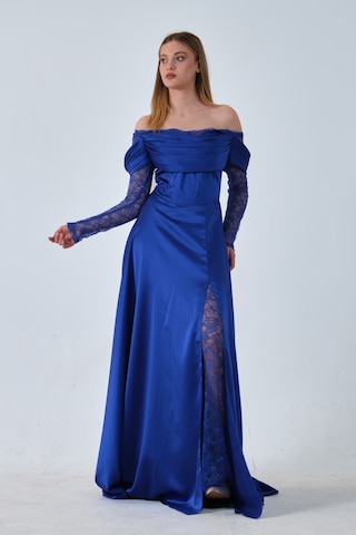 Feminist Saks Kolları Dantel Detaylı Drapeli Abiye 9705561.26