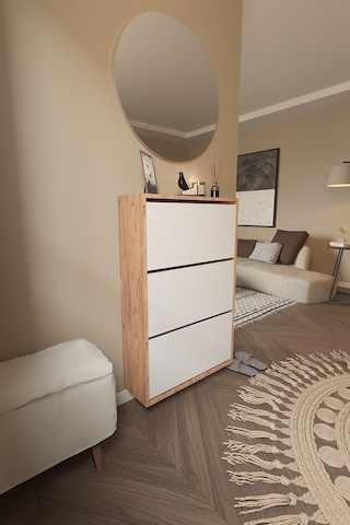 Dekorfim DF08101KAB Ayakkabılık Raflı Ayakkabılık 3 Bölmeli Kapaklı Ayakkabılık