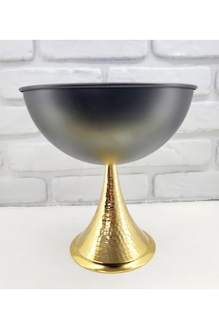 Decodelight Dekoratif Gold Dövmeli Ayak Siyah Mat Büyük Vazo 25cm Siyah - Gold