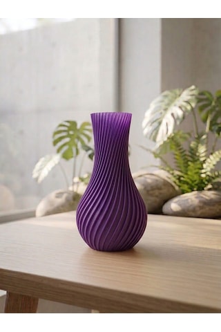 Dekoratif Vazo, 15 Cm, 3d Baskı Mor
