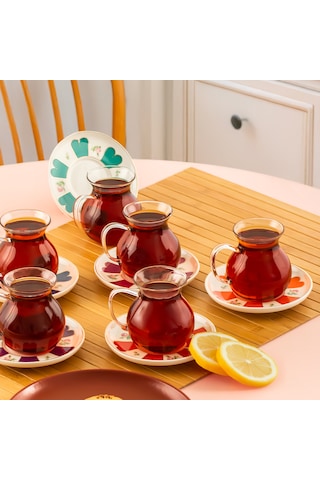 Perotti 17901 Beyoğlu 12 Parça 6 Kişilik Çay Seti Çay Takımı Renkli