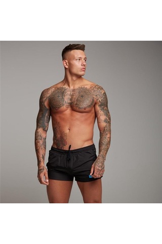 Siyah Muscleguys Erkek Yumuşak Ve Pürüzsüz Plaj Şortu Spor Salonu Spor Sweatshorts Vücut Geliştirme Elastik Bel Baskı Pantolon Ince Rahat Tatil Şort Siyah