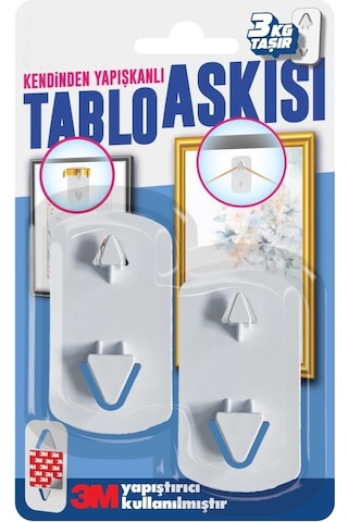 Kendinden Yapışkanlı Tablo Çerçeve Saat Askısı 2 Adet 3 Kg Taşır