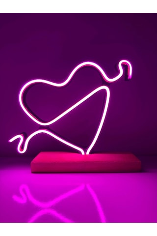 14 Şubat'a Özel Kalp Ve Ok Temalı Neon Gece Lambası Çok Renkli