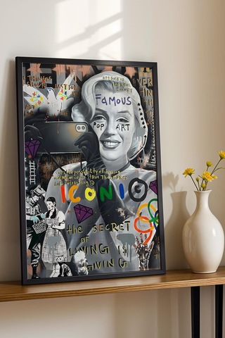 Marilyn Monroe Iconic Çerçeveli Tablo Ofis Butik Kafe Dekoru Street Art
