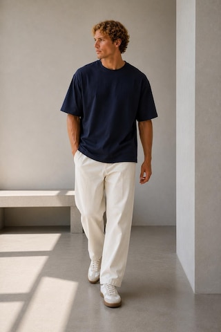 Alexandergardi Oversize Bisiklet Yaka T-shirt Lacivert