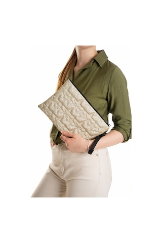 Newish Polo Kadın Simli Yıldız Desenli Bilek Askılı Portföy/clutch El Çantası Altın