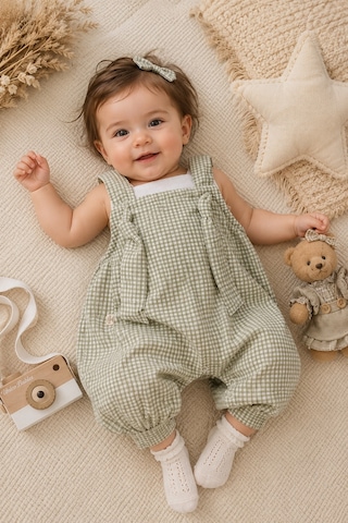 Mnk Baby & Kids Bebek Pötikare Desenli %100 Pamuk Tulum M00848 Yesil