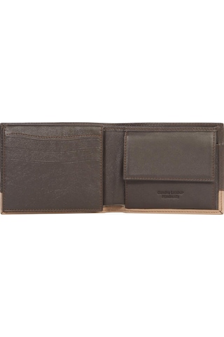 Cengiz Pakel Hakiki Deri Şerit Detaylı Yatay Erkek Cüzdan 27513 - Kahve/toprak Çok Renkli